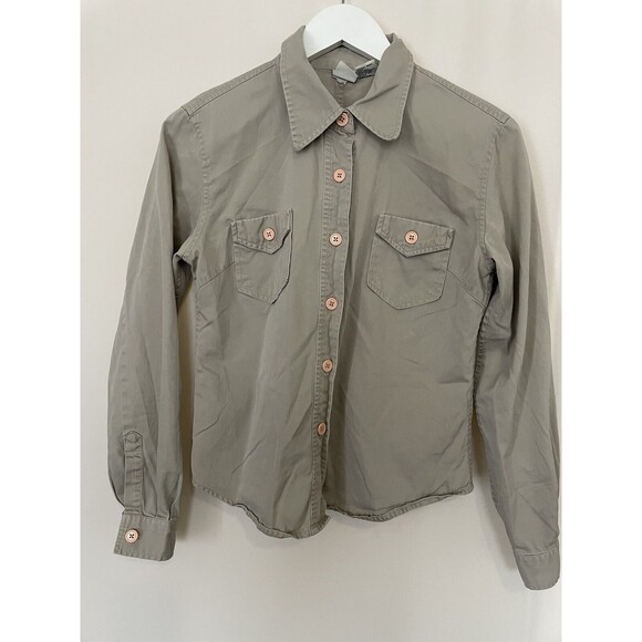 GAP Cargo Shirt in Khaki Long Sleeve Womens SZ S - Picture 2 of 12